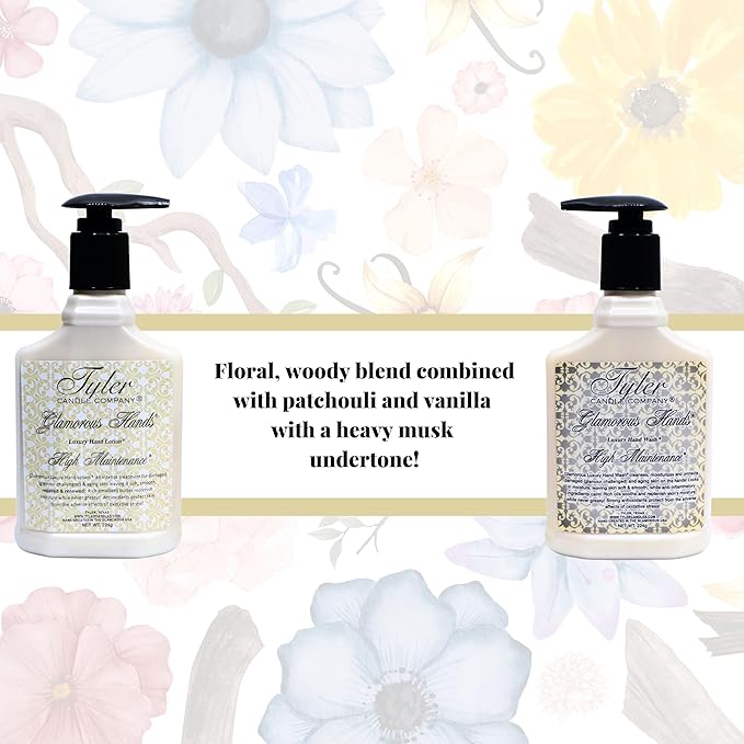 Worldwide Nutrition Bundle: Tyler High Maintenance Glamorous Hand Wash and Hand Lotion Gift Set - 2 Pack, 8 Oz Hand Cream Pump Bottles for Skin Care and Multi-Purpose Key Chain