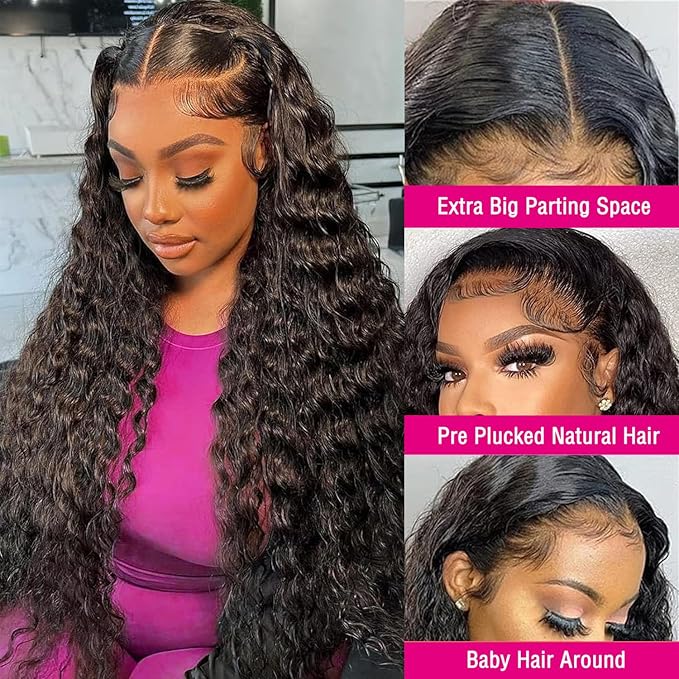 5x5 Hd Lace Closure Wigs Human Hair Water Wave 5x5 Lace Closure Wig Human Hair 180% Density Wet and Wavy Curly Wig Pre Plucked Glueless Wigs 22 Inch