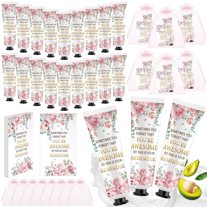 24 Sets Baby Shower Hand Cream Bulk Shower Inspirational Favors Bridal Thank You Appreciation Hand Cream for Guests Travel Size Lotion with Organza Bags