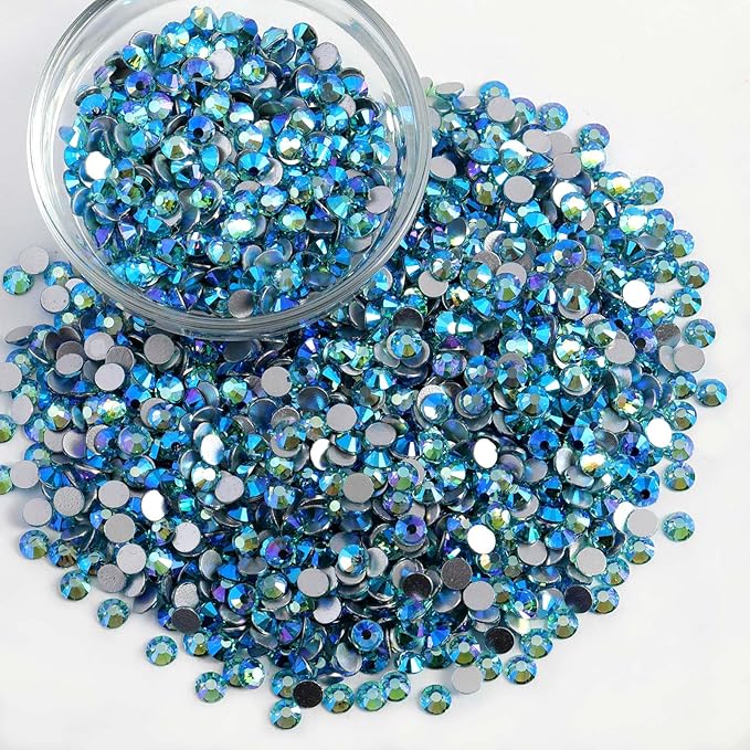 Beadsland Flatback Rhinestones Bulk,14400pcs Rhinestones for Nails Crafts Clothes DIY Decoration, Aquamarine AB, SS16, 3.8-4.0mm