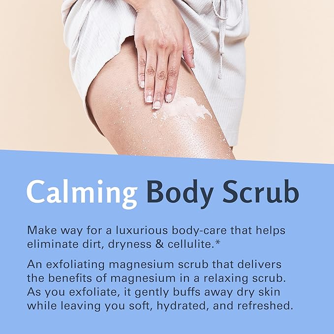 Magnesium Body Scrub for Sore Muscles, Exfoliation, Relaxation and Deep Hydration | Calming & Moisturizing Mineral-Rich Dead Sea Salt Formula With Collagen, Stem Cell & Shea Butter, 16 OZ (453 G)