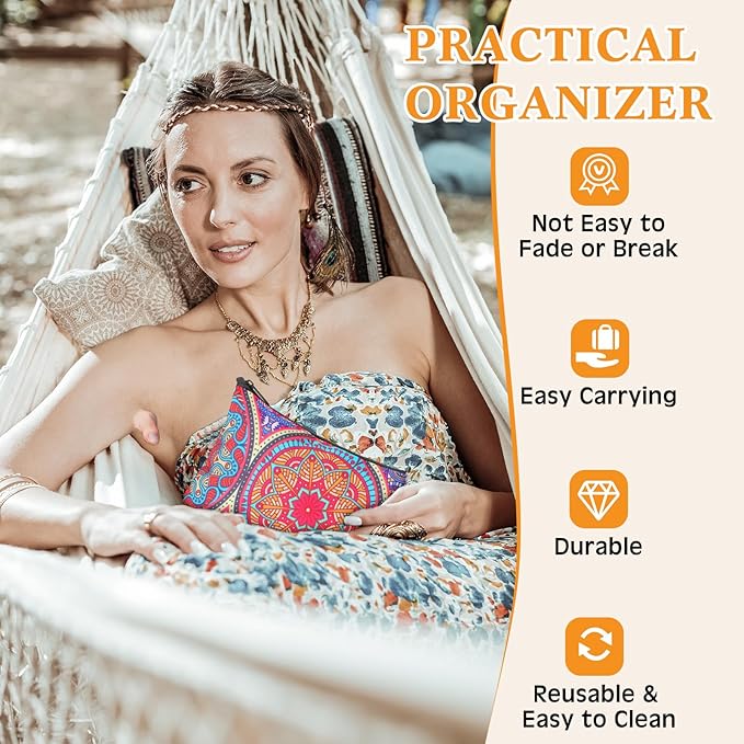 24 Pieces Makeup Bags Bulk Canvas Cosmetic Bags Purse Organizer Zipper Cosmetic Pouch Portable Travel Toiletry Pouch for Women Men Gifts, 7 x 4 Inch (Mandala)