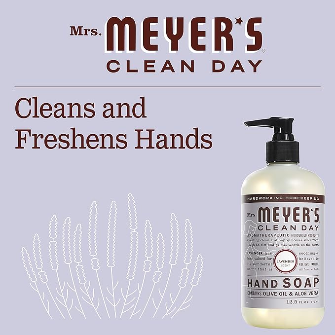 Mrs Meyers Hand Soap Lavender 12.5 Ounce Pump (370ml) (3 Pack)