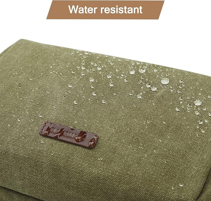 BAGSMART Toiletry Bag for Men, Canvas Travel Toiletry Organizer Dopp Kit Water-resistant Shaving Bag for Toiletries Accessories (Green, Medium)