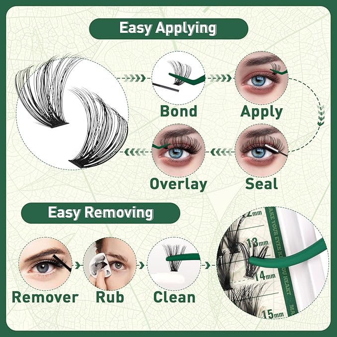 Lash Clusters 320Pcs Eyelash Clusters 60D+80D C Curl 9-16MIX Clusters Lashes Thick Super Soft Wispy DIY Eyelash Extension at Home(60D+80D-C,9-16MIX)