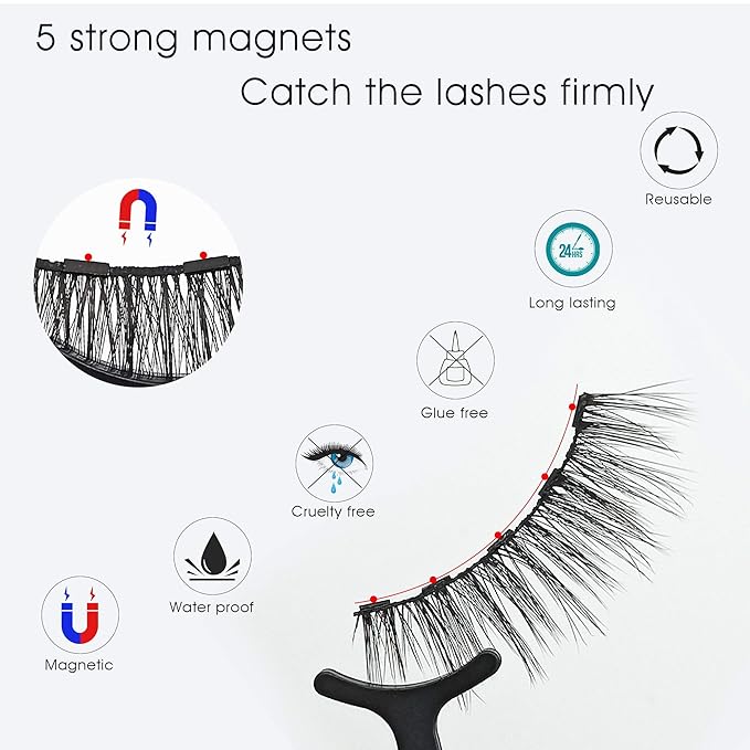 Alcastar Magnetic Eyelashes with Eyeliner Kit, Magnetic Lashes Natural Looking with, Reusable,Long Lasting, Easy Apply,Cruelty-Free. (ATZ1004A-10)