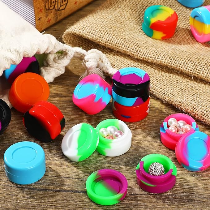 Outus 50 Pcs 5 ml Silicone Wax Containers Non-stick Silicone Wax Containers Multi Use Storage Jars Oil Concentrate Bottles for Home Kitchen Travel, Assorted Colors