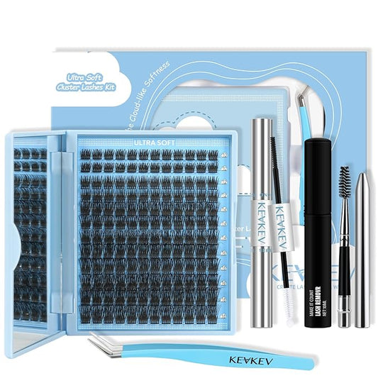 DIY Lash Extension Kit Lash Clusters 144Pcs 10-18mix Length Ultra Soft Lash Clusters Kit Lash Bond and Seal Lash Glue Lash Remover for DIY Eyelash Extensions(Taffee,D-10-18mix)