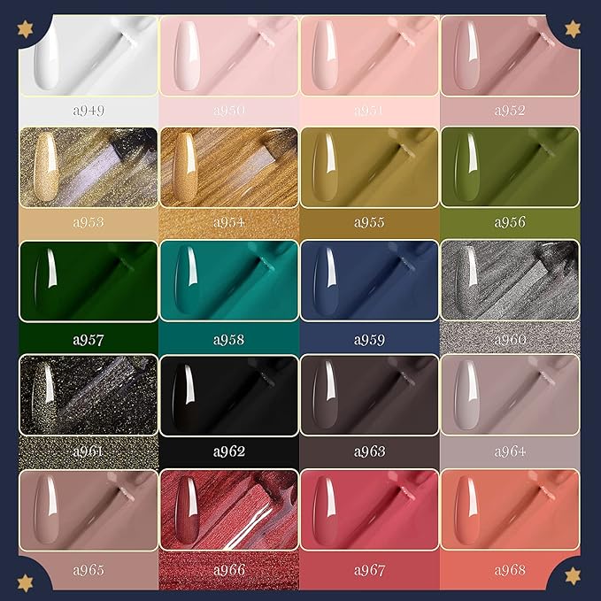 Beetles 23Pcs Spring Gel Nail Polish Kit with Base Gel Top Coat, Pink Nude Grey Green White Black Glitters Gel Polish Set Soak off UV Led Gel Nail Art New Year Gift for Girls Women Lucky Tarot