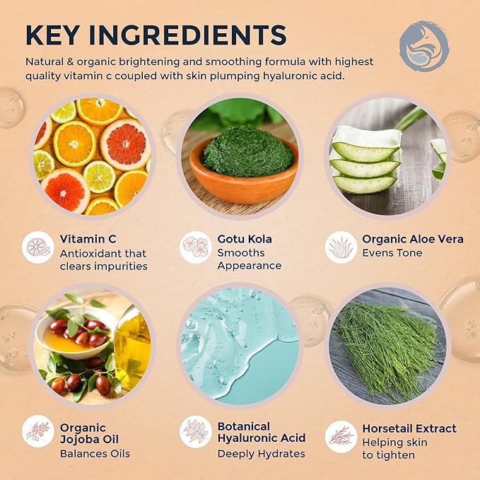 Foxbrim Naturals Vitamin C Face Serum 1oz – Stable Formula with Botanical Hyaluronic & Organic Jojoba for Dark Spots, Radiance, Hydration & Even Tone – Vegan Clean Beauty for Sensitive Skin, USA-Made