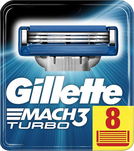 Gillette Mach3 Turbo Razor Blades for Men, Pack of 8