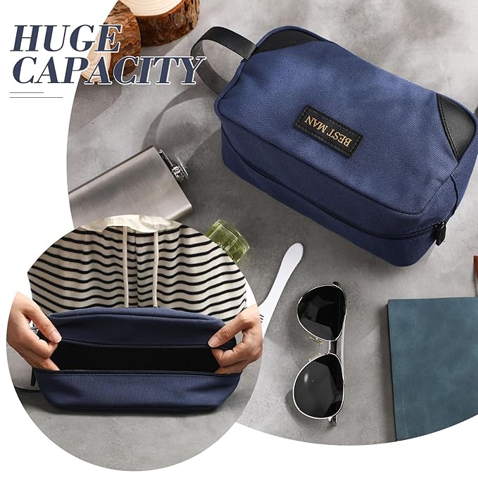 Eccliy 6 Set Groomsmen Gifts Men Toiletry Bags Men's Travel Shaving Kit Bathroom Bags Water Resistant Toiletry Case for Wedding Groomsman Proposal Gift Travel Accessories(Dark Blue)