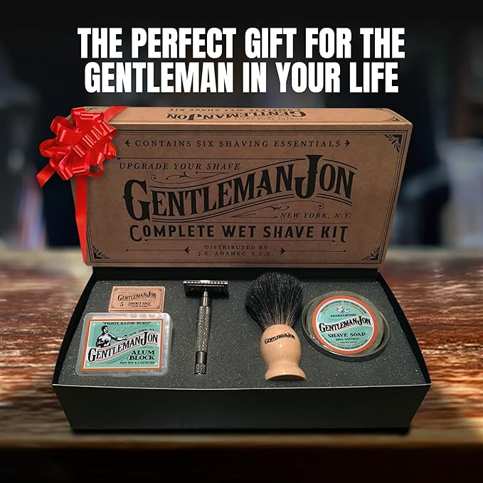 Safety Razor Shaving Kit | Vintage Wet Shave Grooming Set for Men - Includes: Safety Razor, Hair Shaving Brush, Alum Block, Shave Soap, Bowl & Double Edge Razor Blades