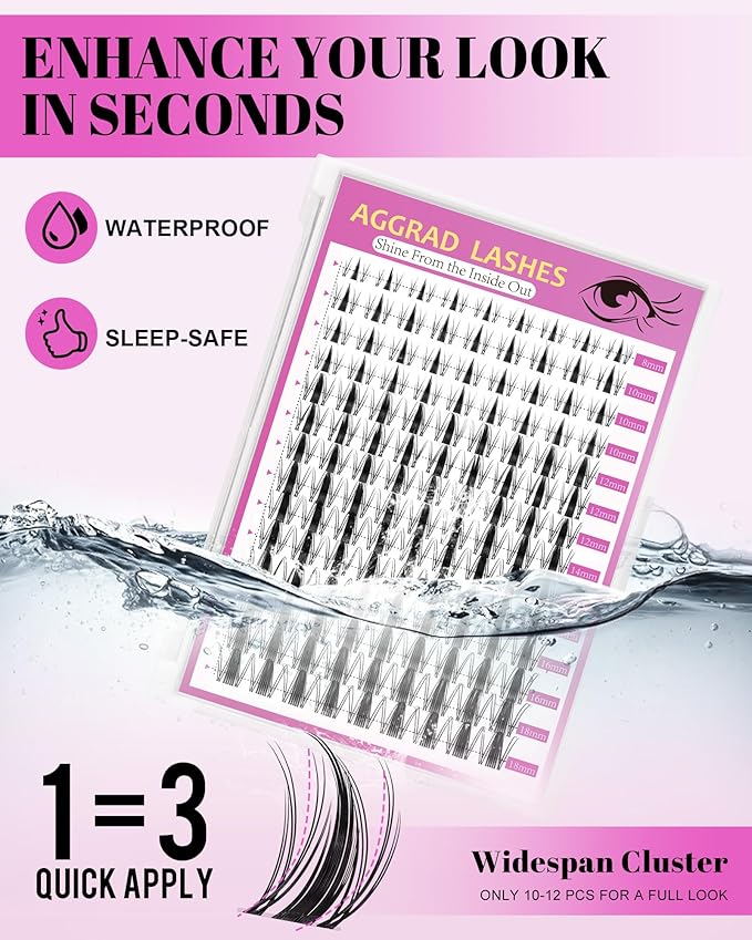 Fairy Lash Clusters Kit Wispy Fluffy 8-18mm Manga Anime Eyelashes Cluster Extension Kit C Curl Individual DIY Fake Lashes Extension Kit with Lash Bond and Seal Waterproof False Eyelashes Clusters Kit