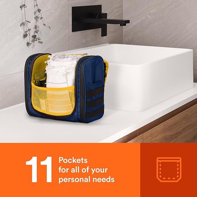 Fitdom Tactical Hanging Toiletry Bag Dopp Kit For Men & Women. Perfect For Travel & Storage for Cosmetic, Clipper, Toothbrush, Shower, Shaving & Grooming Care. Best Overnight Toiletries Organizer Case