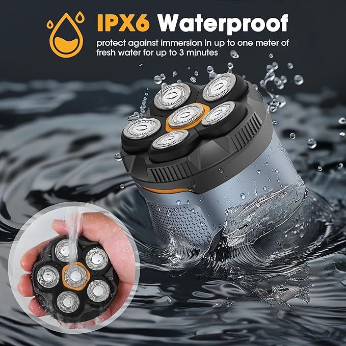 Karrte Head Shavers for Bald Men, 6D Magnetic Electric Razor with 2 Gear High-Speed Motor for Fast Shaving, IPX6 Waterproof, Hypoallergenic Wet/Dry Shaving Razor with LED Display & Travel Lock