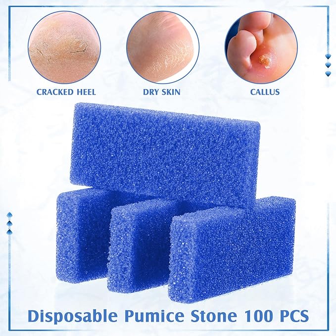 Batiyeer 600 Pcs Pumice Stone Bulk for Feet Scrubber Dead Skin Disposable Pedicure Pumice Stone Foot Shower Scrubber for Heel Cuticle Callus Remover Bath Spa,3.15 x 1.34 x 0.47 Inch(Blue)