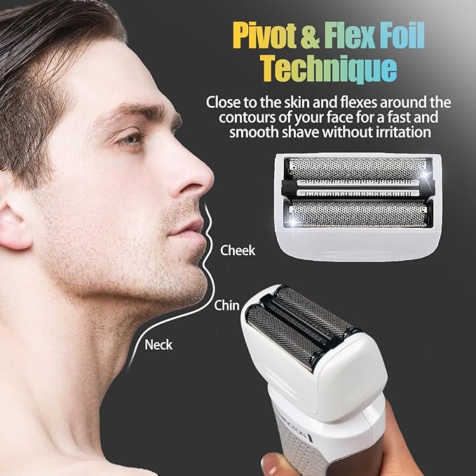 SPF-7580 Replacement Head and Cutter Assembly Compatible with Remington PF7580,PF7400,PF7500,and PF7600 Foil Shavers，2 PACK（White）