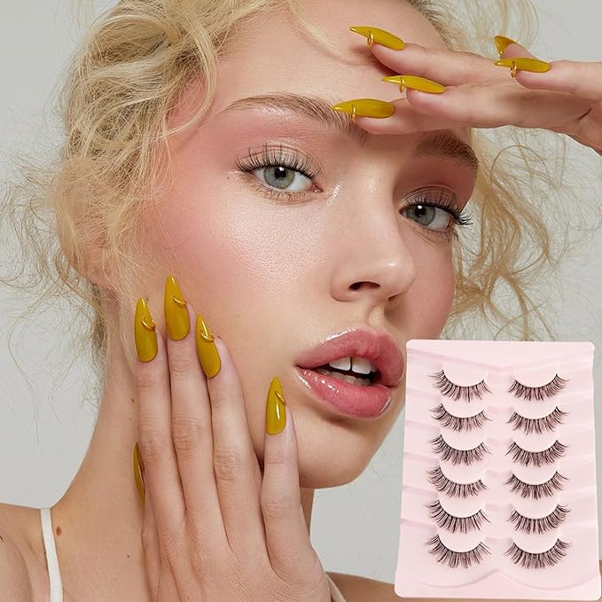 Wispy Lashes D Curl False Eyelashes Natural Look NINGLASH Strips Eyelashes Fake Eyelash Pack 14mm Faux 3D Mink Lashes Strips 6 Pairs