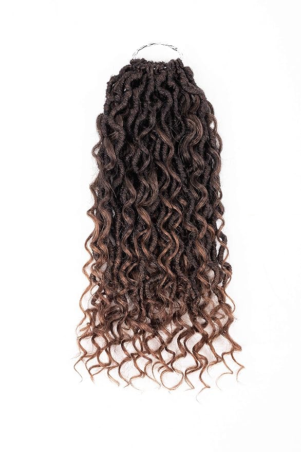 Aipin Goddess Locs Crochet Hair 14 Inch Boho River Locs Hippie Locs Wavy Crochet With Curly Hair In Middle And Ends Braids Hair Extensions (7Packs,14 inch, T30)