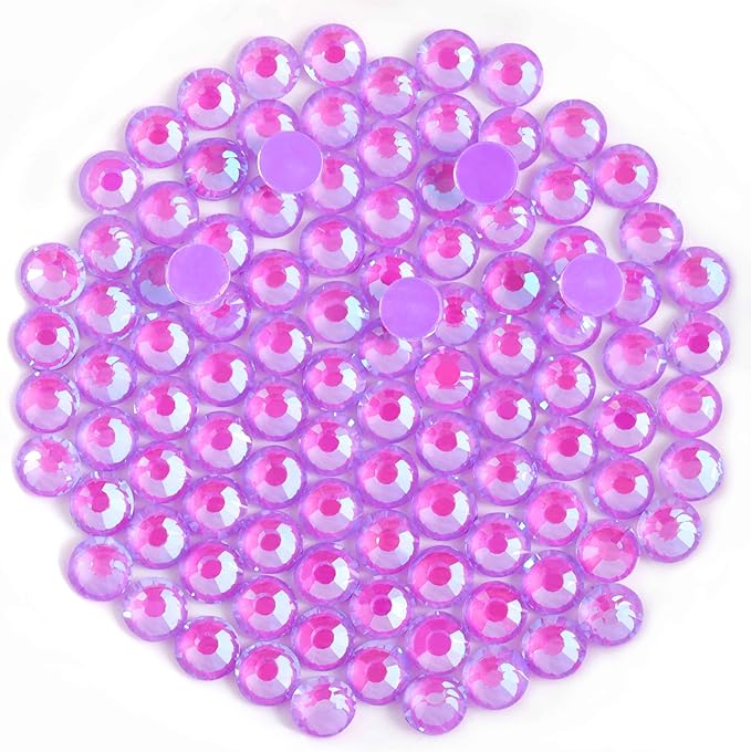 Beadsland 1440pcs Flat Back Crystal Rhinestones Round Gems for Nail Art and Craft Glue Fix, Luminous Purple, SS6, 1.9-2.1mm