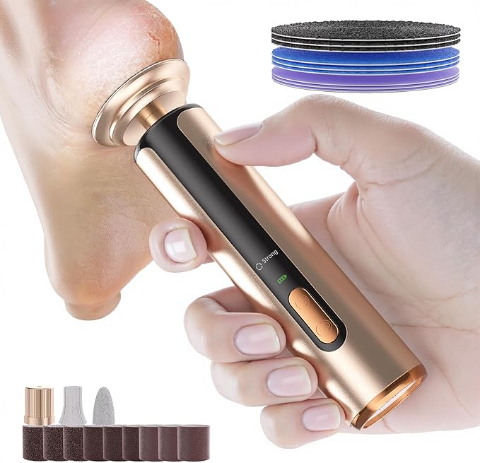 Electric Foot Callus Remover - 2 in 1 Cordless Electric Foot File Nail Grinder,Electric Callus Remover for Feet with 3 Modes,Dry Skin Remover for Feet (Rose Gold)