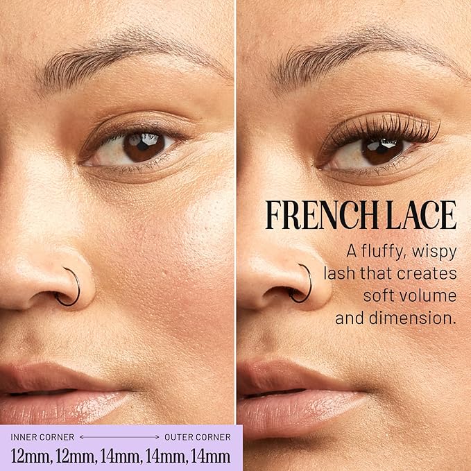 Lilac St - French Lace Glamorous Faux Eyelash Clusters (16mm) - Delicate & Wispy - DIY Lash Extension Wisps - Lightweight & Lifelike - Korean Silk - Lasts 10 Days - Cruelty Free, Vegan - 10 Lashes