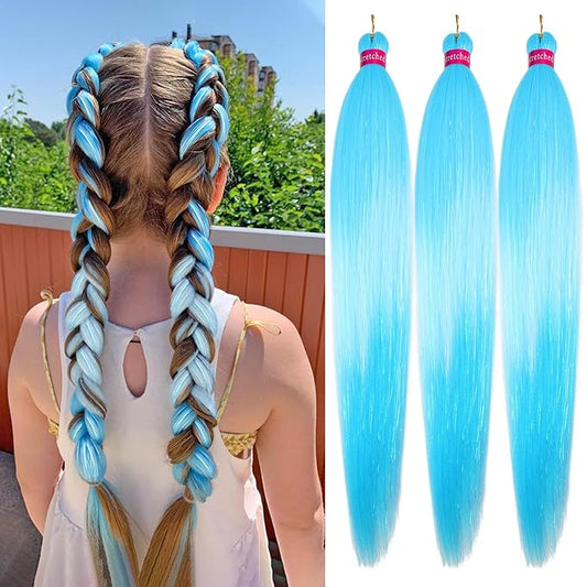 Upgraded Braiding Hair Extension Mix Tinsel, Pre Stretched Braiding Hair for Braiding Twist Braids Itch Free Hot Water Setting Yaki Straight Hair