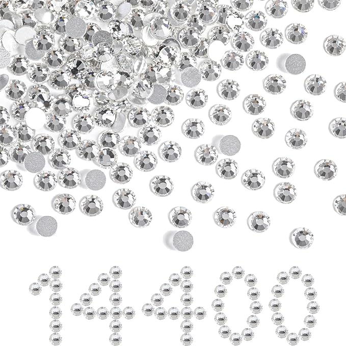 Beadsland Flatback Rhinestones Bulk,14400pcs Crystal Rhinestones for Nails Crafts DIY Decoration, Crystal, SS16, 3.8-4.0mm
