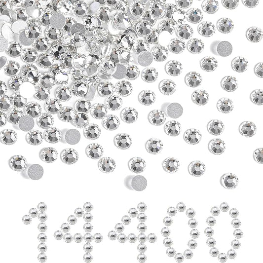 Beadsland Flatback Rhinestones Bulk,14400pcs Crystal Rhinestones for Nails Crafts DIY Decoration, Crystal, SS16, 3.8-4.0mm