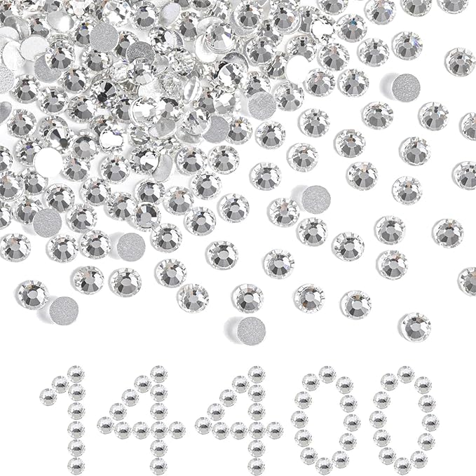 Beadsland Flatback Rhinestones Bulk,14400pcs Crystal Rhinestones for Nails Crafts DIY Decoration, Crystal, SS16, 3.8-4.0mm