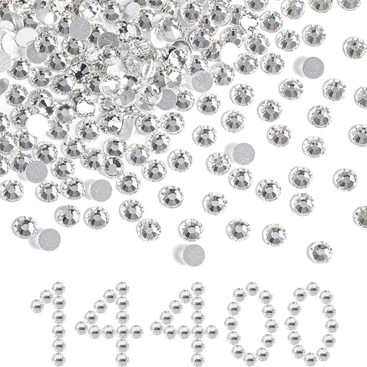 Beadsland Flatback Rhinestones Bulk,14400pcs Crystal Rhinestones for Nails Crafts DIY Decoration, Crystal, SS16, 3.8-4.0mm