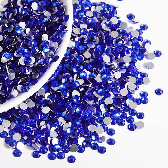 Beadsland Flatback Rhinestones Bulk,14400pcs Royal Blue Rhinestones for Nails Crafts Clothes DIY Decoration, Sapphire, SS16, 3.8-4.0mm