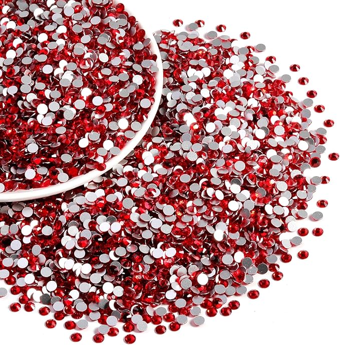 Beadsland Flatback Rhinestones Bulk,14400pcs Red Rhinestones for Crafts Clothes DIY Decoration, Light Siam, SS10, 2.7-2.9mm