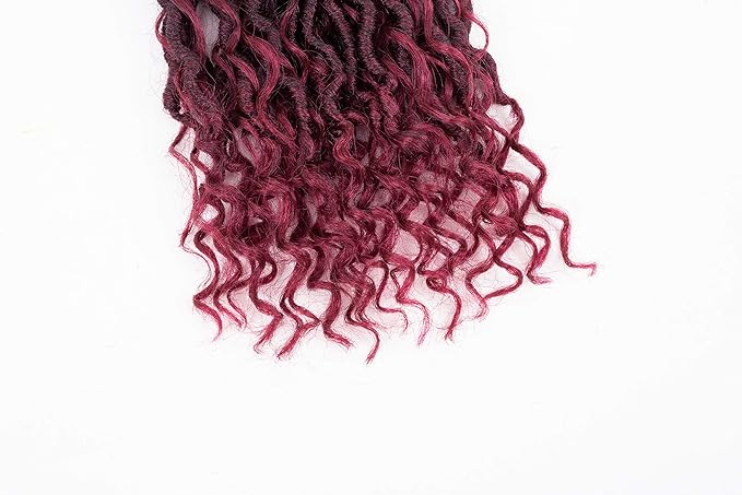 Aipin Goddess Locs Crochet Hair 14 Inch Boho River Locs Hippie Locs Wavy Crochet With Curly Hair In Middle And Ends Braids Hair Extensions (7Packs,14 inch, TBUG)
