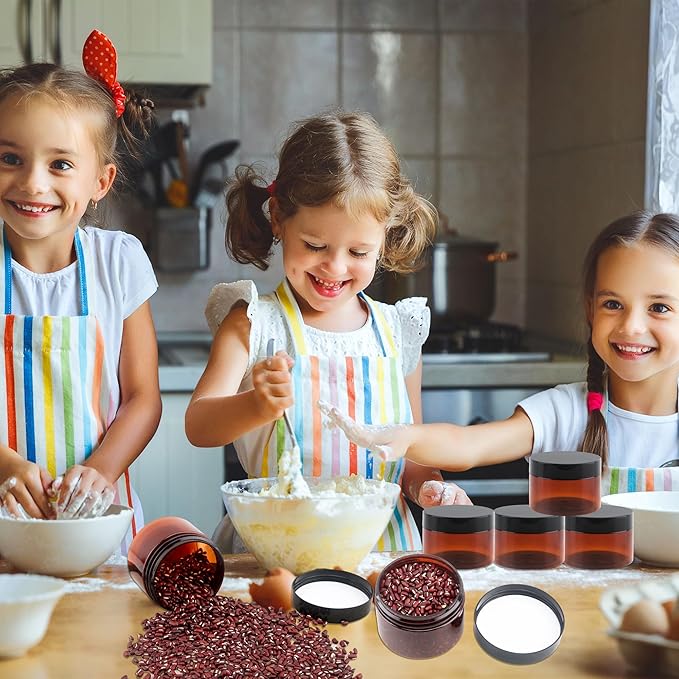 30 Pack 4 oz Amber Plastic Jars with Lids Empty Refillable Cosmetic Container for Beauty Essential Products Body Butter Creams Gel and Lotion