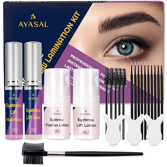 Brow Lamination Kit Perm Lift: Professional Results Long-lasting Eyebrow Lift & Brow Perm with Detailed Instructions - Easy DIY Eyebrow Laminate Set Home Beauty Supplies (Purple)