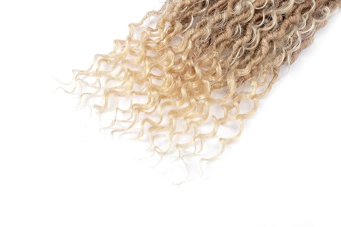 Aipin 8 Packs New Goddess Locs Crochet Hair 18 Inch Boho River Locs Hippie Locs Wavy Crochet With Curly Hair In Middle And Ends Braids Hair Extensions(8 Packs,18 inch,T27/613)