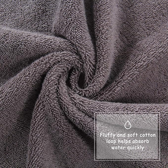SIMPLI-MAGIC 79403 Bath Towels, Gray, 24x46 Inches Towels for Pool, Spa, and Gym Lightweight and Highly Absorbent Quick Drying Towels