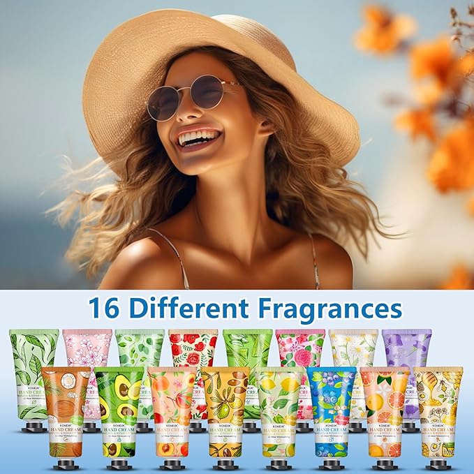 16 Pack Hand Cream Gifts Set, Mothers Day Gifts, Bulk Hand Lotion Travel Size for Dry Cracked Hands, Hand Cream for Nurse Gifts, Teacher Appreciation Gifts and Bridal Shower Gifts