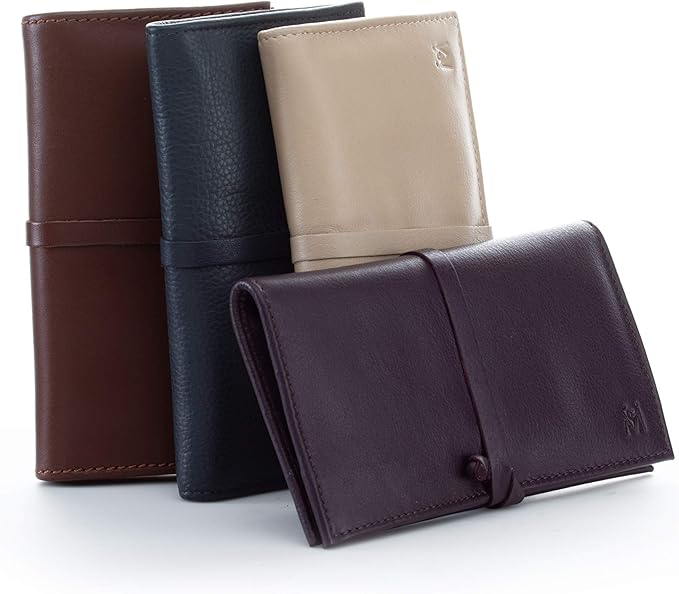 GERMANIKURE 7pc Manicure Set in Dark Purple Leather Case - FINOX Stainless Steel Tools Made in Germany, Glass Nail Care Supplies Made in Czech Republic – Professional Cuticle and Nail Care Kit