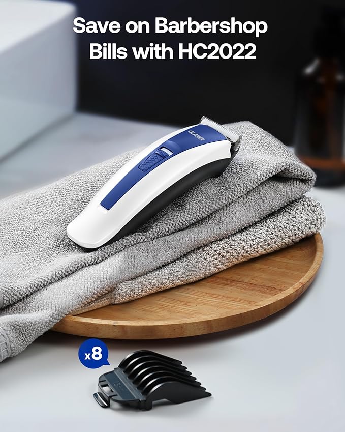 GLAKER Clippers for Hair Cutting - Cordless 2 in 1 Versatile Hair Trimmer with 10 Guards, Extra Detachable Blade & Turbo Motor, Professional Barber Kit for Barbershop, Ideal Gift for Men