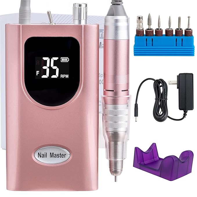 Delanie Nail Drill Rose Gold & 5-in-1 Carbide Bit Fine Grit Bundle