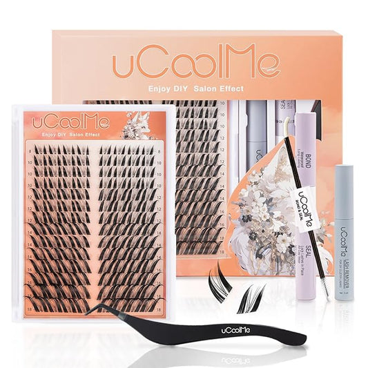 FairyFox Lash Clusters Kit 8-18mm Manga FoxEye Eyelash Clusters C Curl - WideSpan DIY Eyelash Extensions Kit Wet-Look Anime Lashes Individual Fake Eyelashes Clusters Kit Ultra-Thin Invisible Lash Band