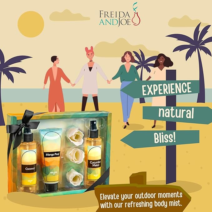 Fine Fragrance Body Mist & Body Splash Gift Set – Luxury Self-Care Combo for Women and Girls (Coconut, Cucumber, Mango Pear, Rose Soap) Mother’s Day Gift for Mom