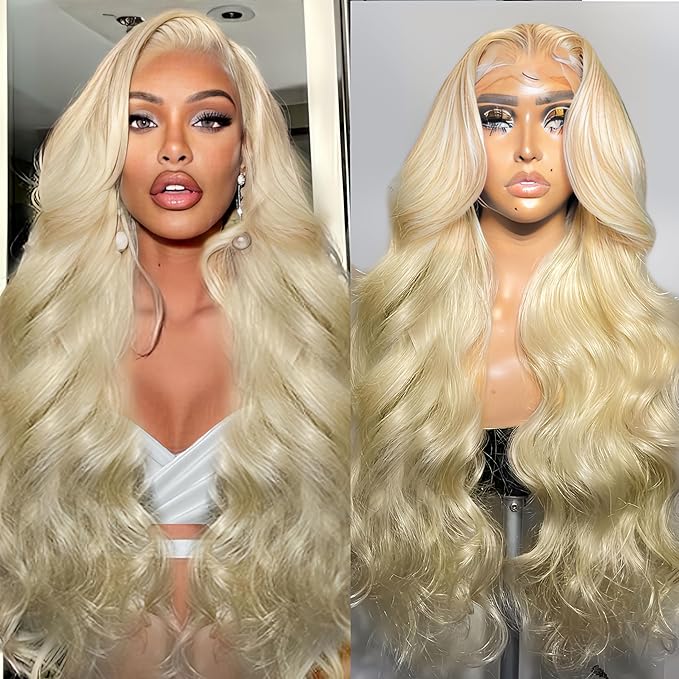 613 Lace Front Wig Human Hair 13x6 Transparent Lace 613 HD Lace Frontal Wig Body Wave Blonde Lace Front Wigs Human Hair 180% Density (36inch)