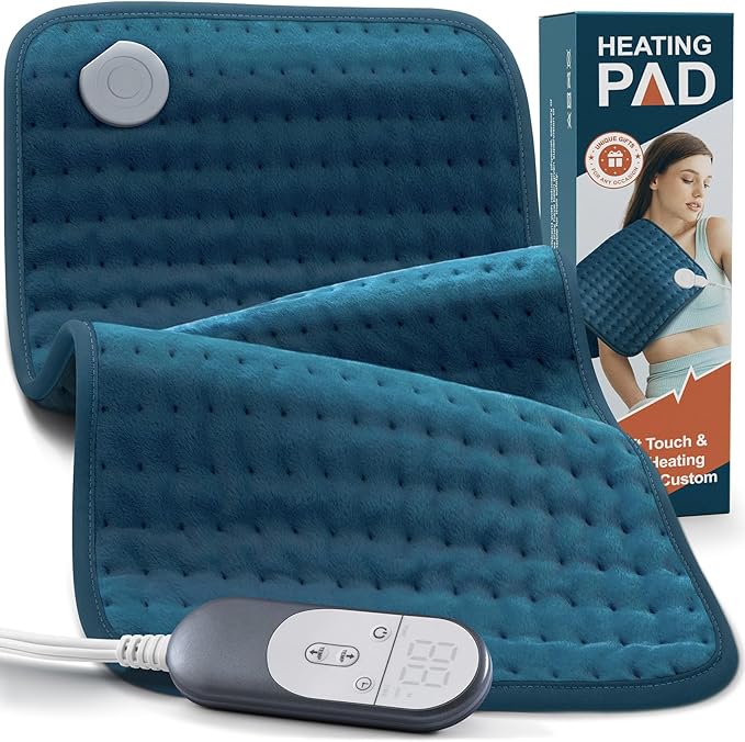 Heating Pad for Back Pain Relief, Abdomen, Cramps, Neck, Shoulder, 12x24 inches, Moist/Dry Heat, Auto-Off, Machine Washable, Christmas/Mother's Day Gift, Gifts for Women Mom Dad Daughter