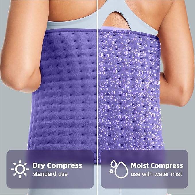 Heating Pad for Pain Relief (12"x24") - Back, Neck, Shoulder, Cramps & Joints - Moist/Dry Heat Options, Auto-Off, Machine Washable - Ideal Gift for Mother's Day & Christmas, Women, Men, Mom, Dad