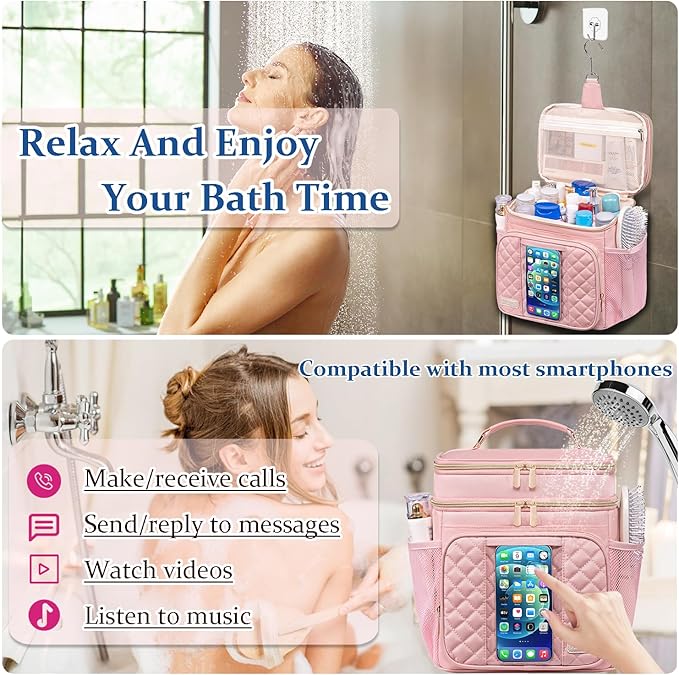 Large Toiletry Bag for Women Men,Waterproof Portable Shower Caddy for College Dorm,Bathroom Bag, Quick Dry Shower Bag Hanging Toiletry Bags for For Full Sized Toiletries And Cosmetics