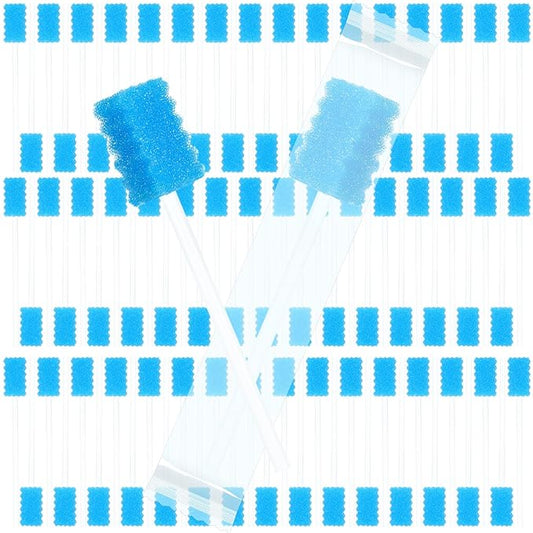 500 Pcs Disposable Oral Swabs for ElderlyToothbrush OralToothettes Oral Swabs Bulk Dental Swab Sticks 4.92" Sponge Individually Wrapped Care for Mouth(Blue)